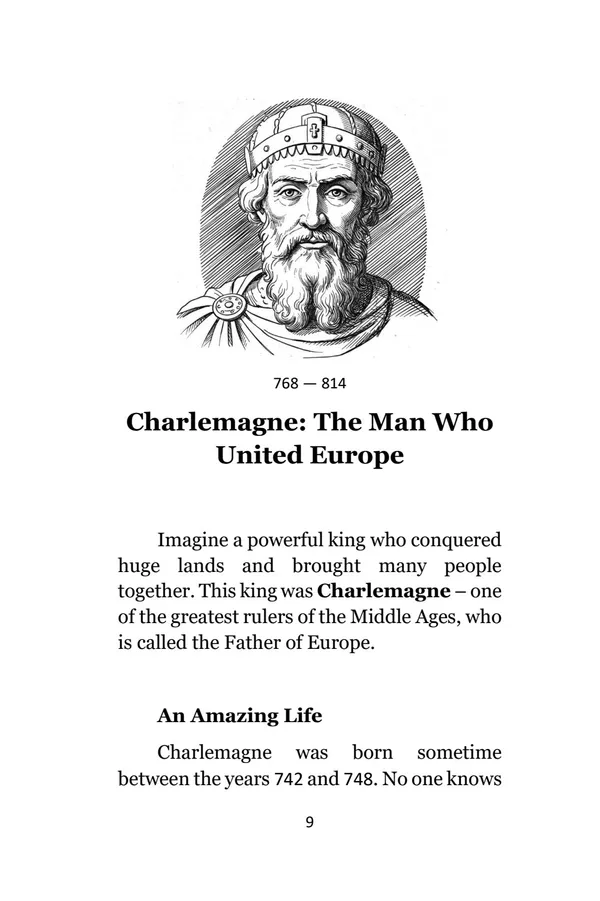 Charlemagne — every chapter opens with a portrait